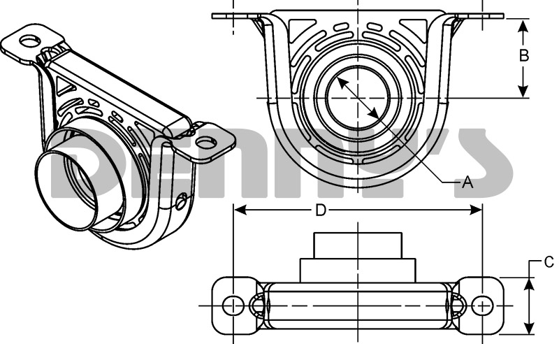 Dana Spicer 212258-1X dimensions for Nissan Titan center support bearing