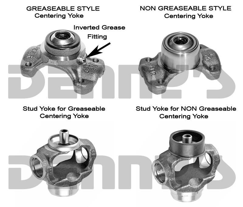 Denny's Driveshafts comparison of greaseable to non greaseable centering yokes