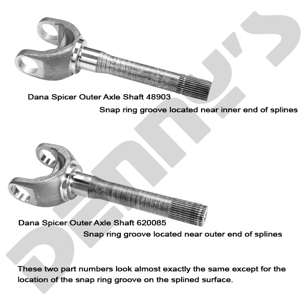 Denny's Driveshafts Comparison Dana Spicer 48903 to 620085