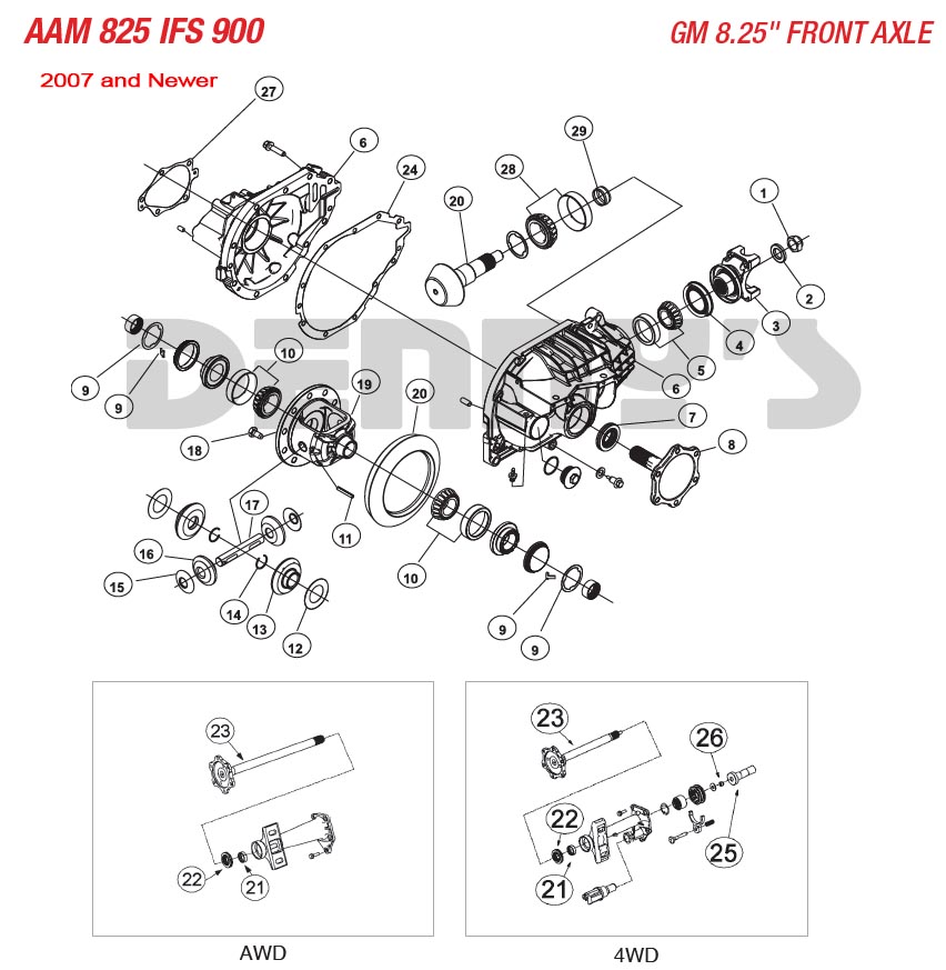 GM 8.25 inch IFS 900 Front diff parts at Denny's Driveshafts