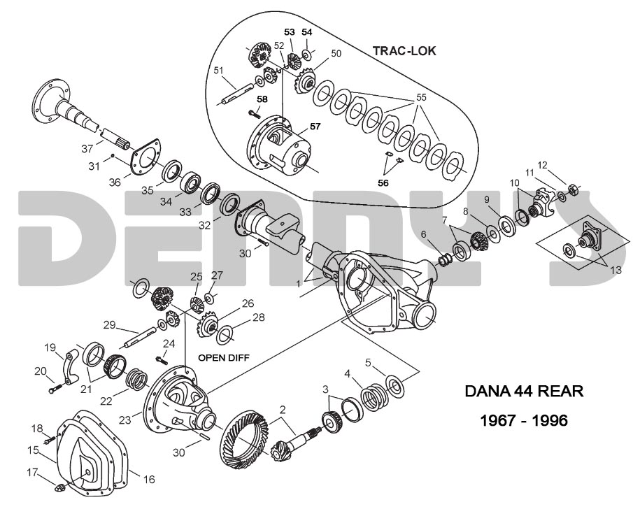 Dana 44 Rear end parts for 1967  to 1996 Jeeps at Denny's Driveshafts