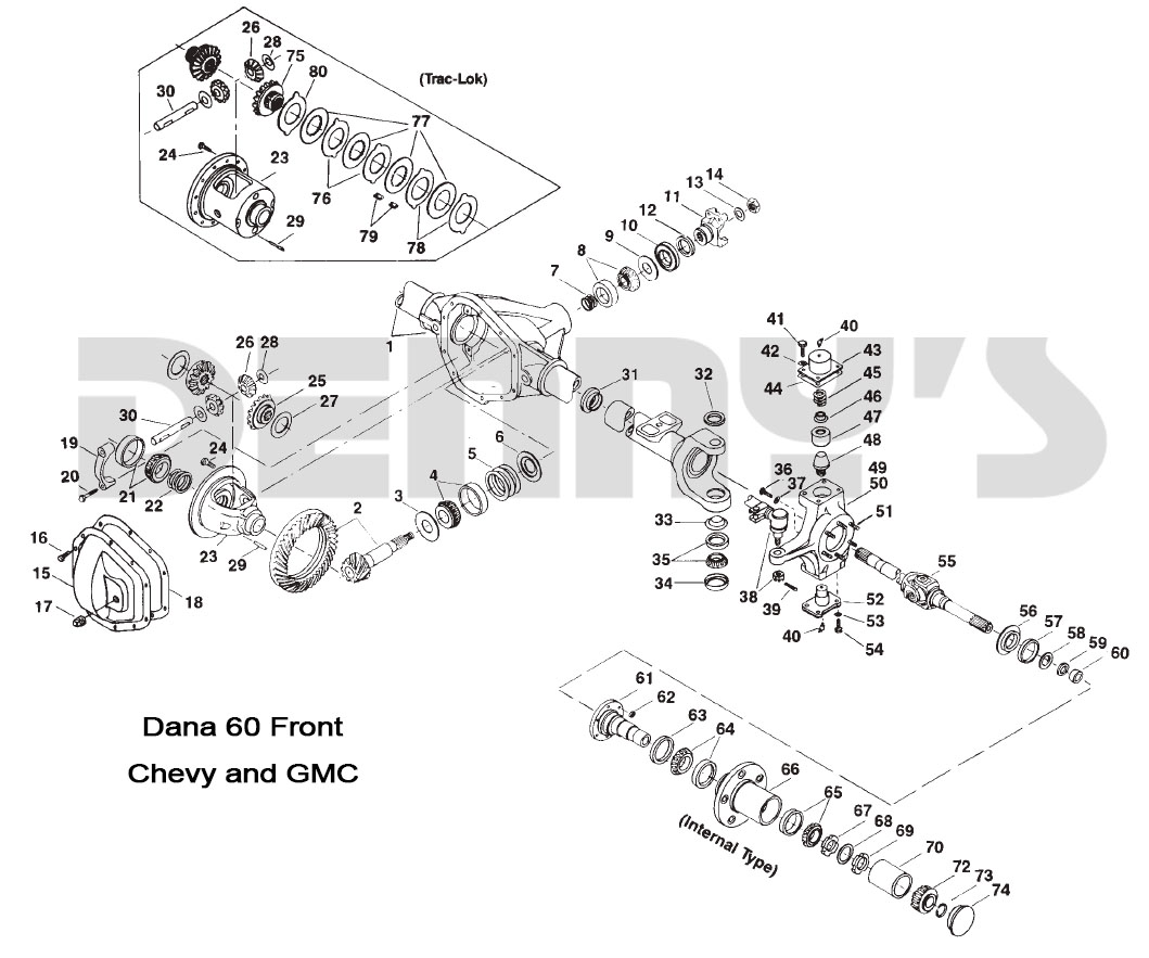 Dana 60 Front axle and differential parts at Denny's Driveshafts