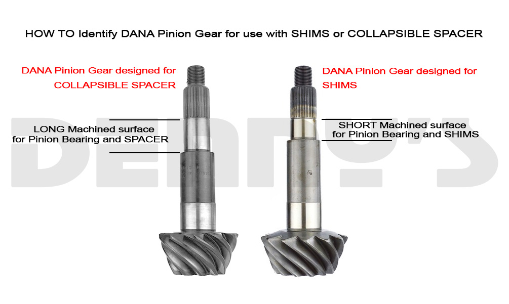 How to identify DANA Pinion Gear for use with SHIMS or COLLAPSIBLE SPACER