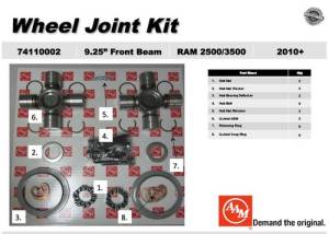 AAM - AAM 74110002 WHEEL JOINT KIT - Fits 2010 to 2013 DODGE RAM 2500/3500 with 9.25 Front Axles 1555 series PARTS FOR BOTH RIGHT AND LEFT AXLES