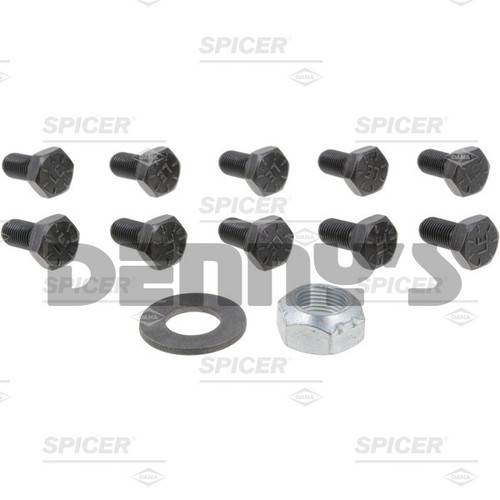 Spicer - Dana Spicer 701125-1X RING GEAR BOLT KIT with pinion nut and washer fits Jeep JK Dana 44 rear