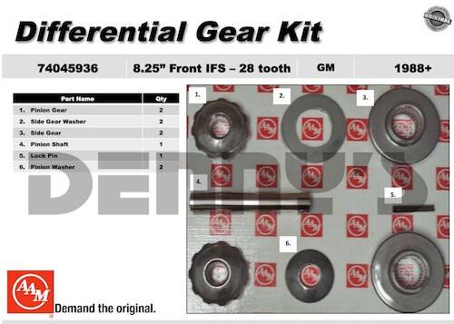 AAM - AAM 74045936 Spider Gear Kit fits GM 8.25 inch AWD and 4WD IFS Front 1988 and newer