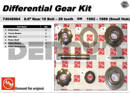 AAM - AAM 74046964 Spider Gear Kit fits 28 spline axles for OPEN diff 1982 to 1989 Chevy and GMC 8.5 inch 10 bolt REAR