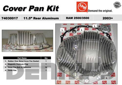 AAM - AAM 74030017 ALUMINUM Finned Diff COVER Kit fits Dodge Ram 11.5 inch 14 bolt rear end