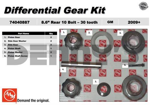 AAM - AAM 74040887 Spider Gear Kit fits 30 spline axles for OPEN diff 2009 to 2012 Chevy and GMC Hummer H3 8.6 inch 10 bolt REAR