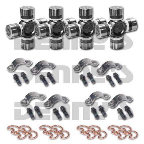 Spicer - Denny's 5-1350X-PKG2 Rebuild Kit set of (4) Dana Spicer 5-1350X NON greaseable uncoated universal joints (4) 3-70-48X strap and bolt sets with metric bolts for 1984 to 1996 Corvette ALUMINUM Rear axle half shafts