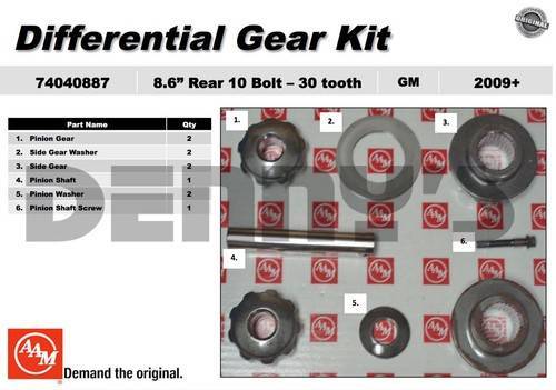 AAM - AAM 74040887 Spider Gear Kit fits 30 spline axles for OPEN diff 2009 to 2012 Chevy and GMC Hummer H3 8.6 inch 10 bolt REAR