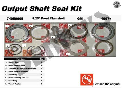 AAM - AAM 74050005 Output Shaft Seal Kit 1997 to 2010 GM 9.25 IFS Clamshell Front