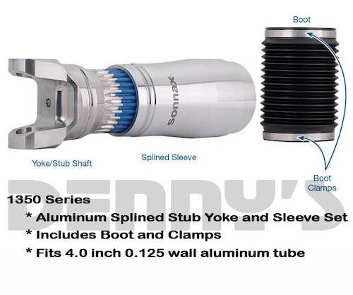 SONNAX - Sonnax T35-125-500-KIT 1350 series Splined Stub and Sleeve Kit use with 5.00 inch 0.125 wall thickness 6061-T6, T8 or KDS4-T8 aluminum tube
