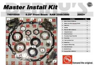 AAM 74010009 - MASTER INSTALL KIT fits 2003 and newer DODGE Ram 2500, 3500 with 9.25 inch AAM Front Axle
