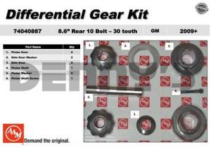 AAM - AAM 74040887 Spider Gear Kit fits 30 spline axles for OPEN diff 2009 to 2012 Chevy and GMC Hummer H3 8.6 inch 10 bolt REAR - Image 1
