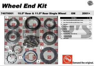 AAM - AAM 74070001 Wheel Bearing Kit fits SINGLE rear wheel 2001 to 2016 Chevy GMC trucks with 10.5 inch 14 bolt rear end - Kit does both sides - Image 1