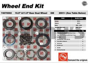 AAM 74070002 Wheel Bearing Kit fits DUAL REAR WHEEL 2011 to 2016 Chevy GMC Savana Express trucks with 10.5 inch 14 bolt rear end - Kit does both sides