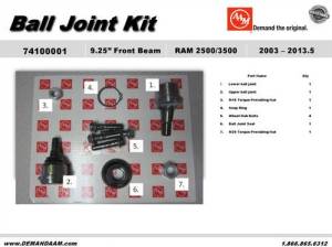 AAM - AAM 74100001 - BALL JOINT SET fits 2003 - 2013 DODGE Ram 2500, 3500 with 9.25 inch AAM Front Axle - Image 1