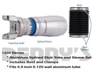 Sonnax T35-125-500-KIT 1350 series Splined Stub and Sleeve Kit use with 5.00 inch 0.125 wall thickness 6061-T6, T8 or KDS4-T8 aluminum tube