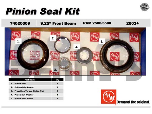 AAM 74020009 - PINION SEAL KIT fits 2003 and newer DODGE Ram 2500, 3500 with 9.25 inch AAM Front Axle