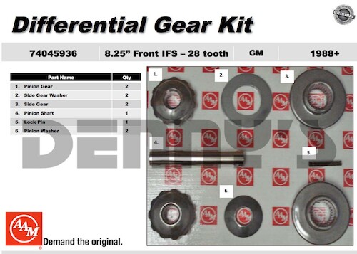 AAM 74045936 Spider Gear Kit fits GM 8.25 inch AWD and 4WD IFS Front 1988 and newer