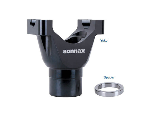 Sonnax T9-28-1330FD Chromoly Pinion Yoke 1330 Series fits Ford 9 inch rear end with 28 spline pinion 4.100 inches tall u-bolt style fits both small and large bearing pinion supports